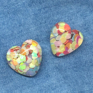 "Color My Heart" Multi-color Confetti Acrylic Resin Heart Earrings