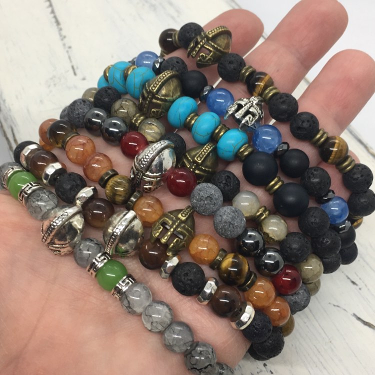 Warrior “Helmet of Salvation” Men's Beaded Bracelets--Handcrafted