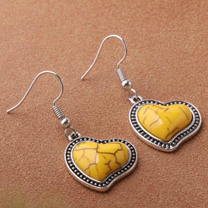 "Friends Forever" Yellow Heart Dangle Statement Earrings