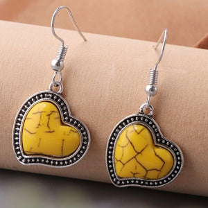"Friends Forever" Yellow Heart Dangle Statement Earrings