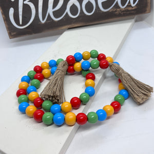 Farmhouse Wood Bead Garland, Various Colors, Handcrafted