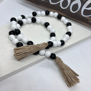 Farmhouse Wood Bead Garland, Various Colors, Handcrafted