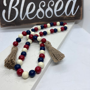 Farmhouse Wood Bead Garland, Various Colors, Handcrafted