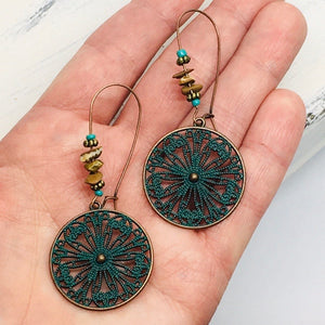 "Patina" Medallion Boho Chic Statement Earrings