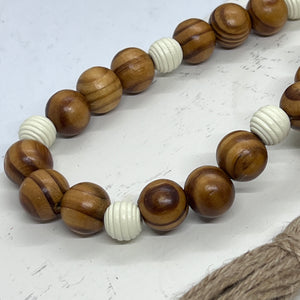 Farmhouse Wood Bead Garland, Various Colors, Handcrafted