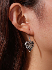 "Butterfly Love" Heart Dangle Statement Earrings