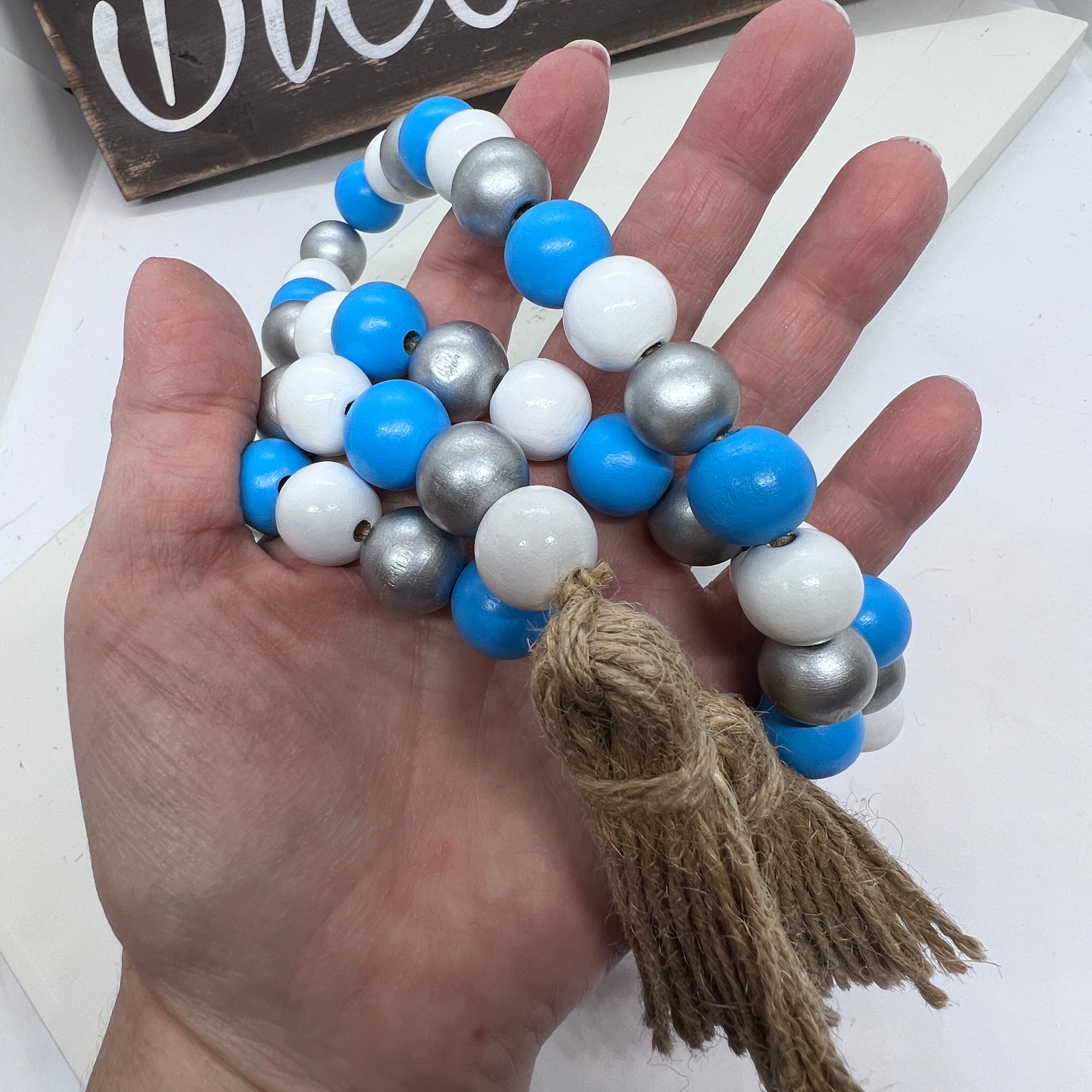 Farmhouse Wood Bead Garland, Various Colors, Handcrafted