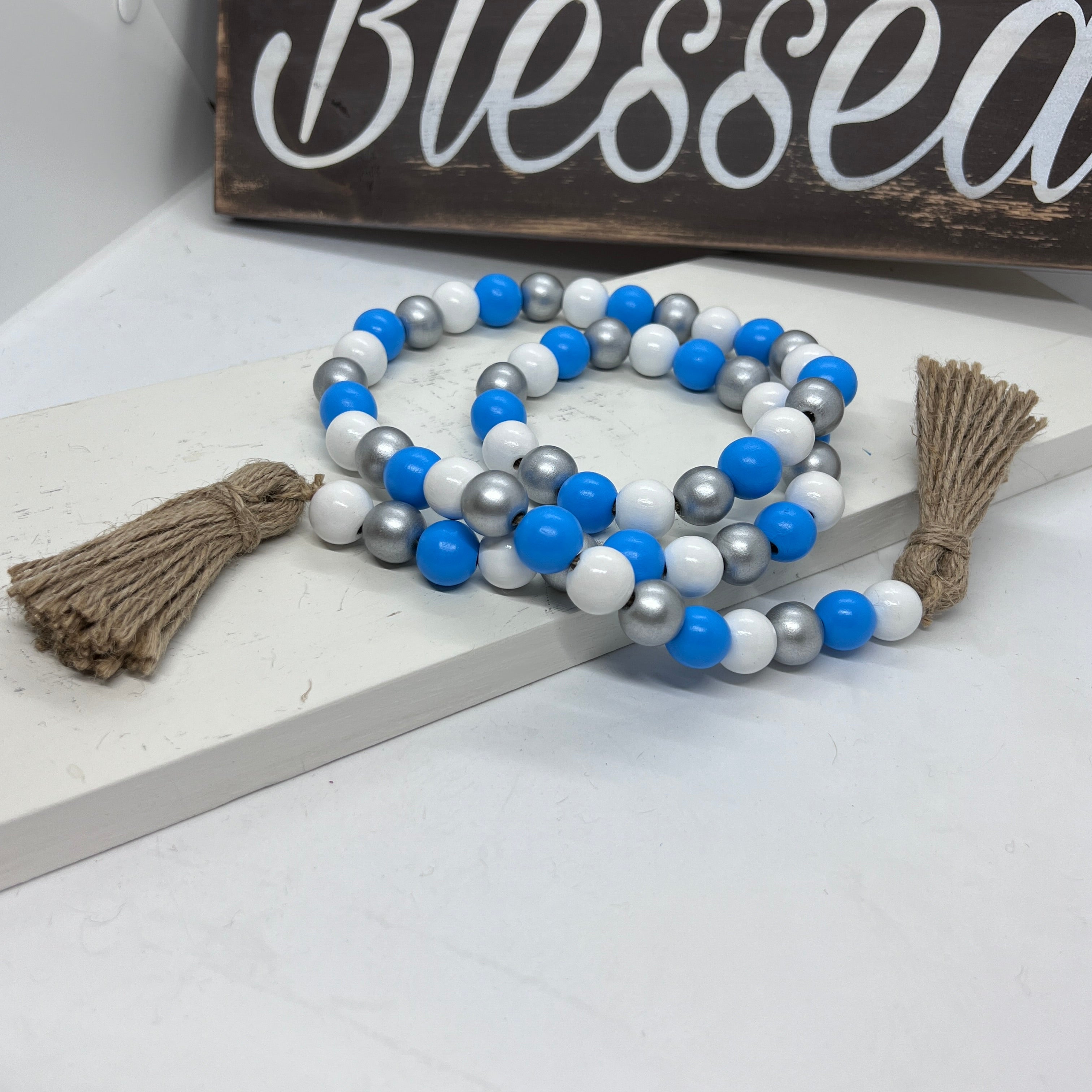 Farmhouse Wood Bead Garland, Various Colors, Handcrafted