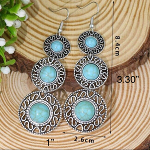 "Circle S Ranch" Turquoise Drop Statement Earrings