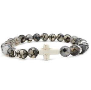 Natural Stone & Cross Faith Statement Bracelets