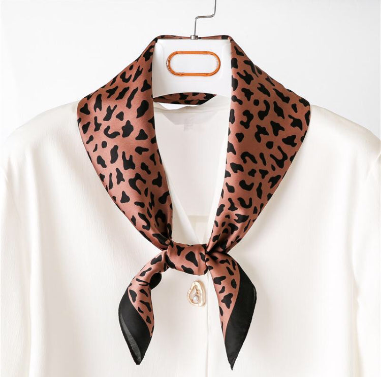 "Laura" Leopard Print Square Bandana Fashion Scarf