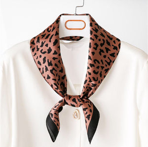"Laura" Leopard Print Square Bandana Fashion Scarf