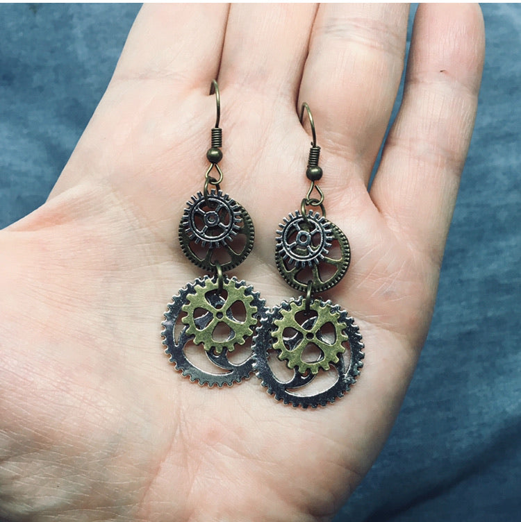“Steampunk” Gear Boho Chic Earrings