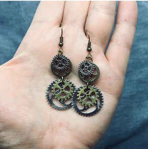 “Steampunk” Gear Boho Chic Earrings