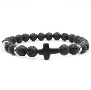 Natural Stone & Cross Faith Statement Bracelets