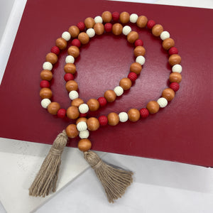 Farmhouse Wood Bead Garland, Various Colors, Handcrafted
