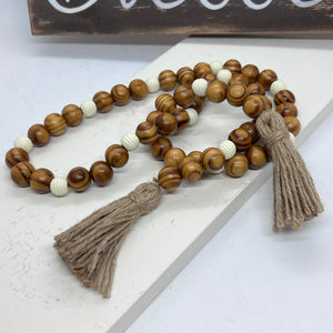 Farmhouse Wood Bead Garland, Various Colors, Handcrafted