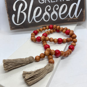 Farmhouse Wood Bead Garland, Various Colors, Handcrafted