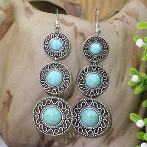 "Circle S Ranch" Turquoise Drop Statement Earrings