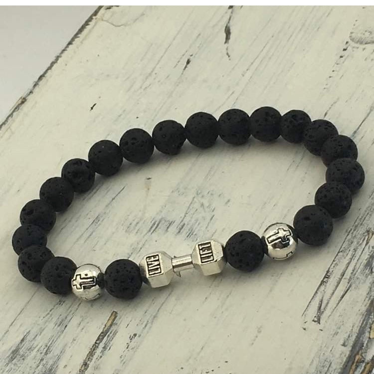 ”Strength Will Rise” Men's Beaded Faith Statement Bracelet—Handcrafted