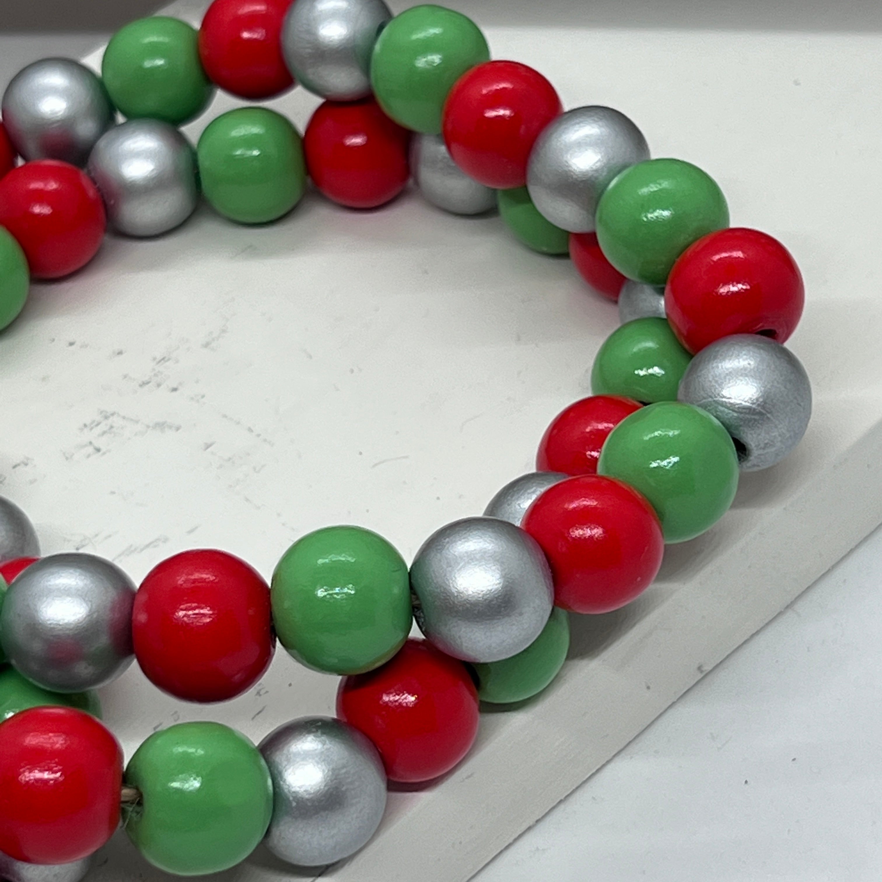 Farmhouse Wood Bead Garland, Various Colors, Handcrafted