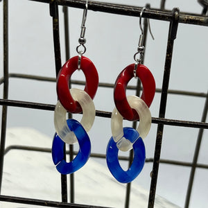 "American Colors" Links Statement Drop Earrings--Handcrafted