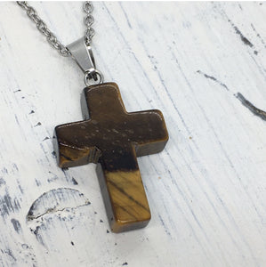 "Eye of the Tiger" Cross Pendant Necklace