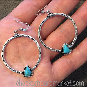 "Vintage West" Turquoise Hoop Statement Earrings