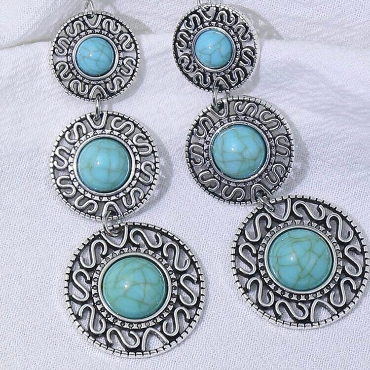 "Circle S Ranch" Turquoise Drop Statement Earrings