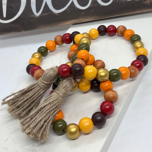 Farmhouse Wood Bead Garland, Various Colors, Handcrafted
