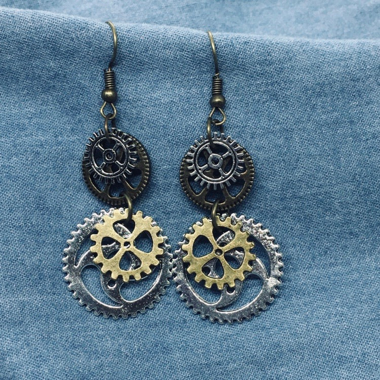 “Steampunk” Gear Boho Chic Earrings
