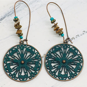 "Patina" Medallion Boho Chic Statement Earrings