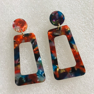 "Jewel" Multicolor Acrylic Resin Trapezoid Earrings