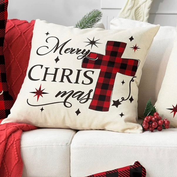 Christmas Red Buffalo Plaid Throw Pillow Cover