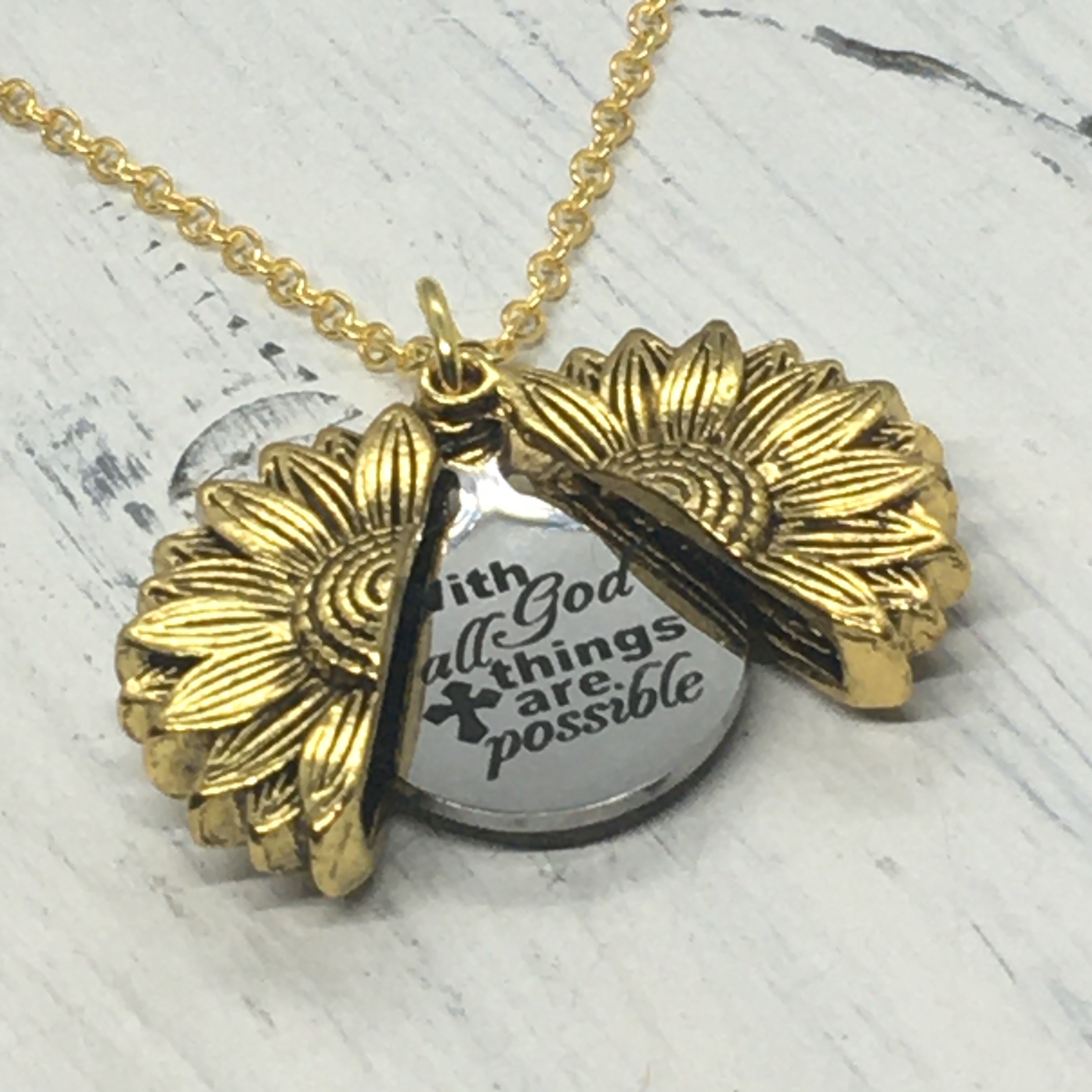 "Sunflower Message" Pendant Necklace