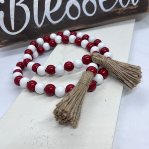 Farmhouse Wood Bead Garland, Various Colors, Handcrafted
