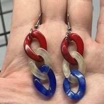 "American Colors" Links Statement Drop Earrings--Handcrafted