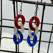 "American Colors" Links Statement Drop Earrings--Handcrafted
