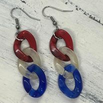 "American Colors" Links Statement Drop Earrings--Handcrafted