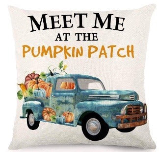 "Meet Me at the Pumpkin Patch"  Farm Truck Throw Pillow Cover