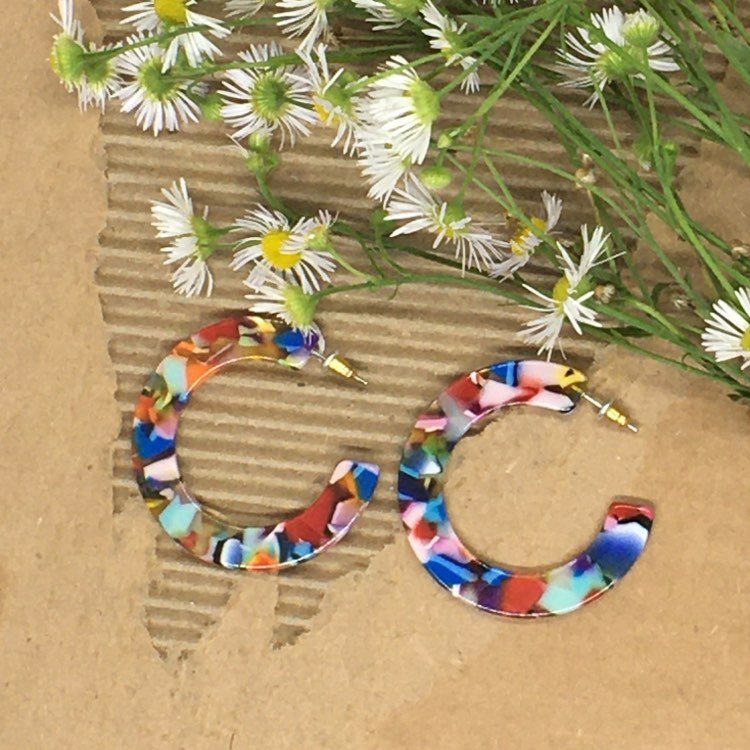 "Ray of Hope" Multicolor Resin Hoop Earrings