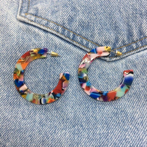 "Ray of Hope" Multicolor Resin Hoop Earrings