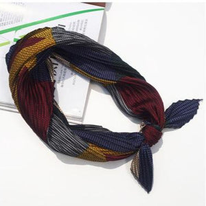 "Stained Glass" Multi-color Block Pleated Square Fashion Scarf