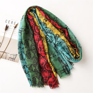 "Reptilian Rainbow" Multicolored Snakeskin Fashion Scarf