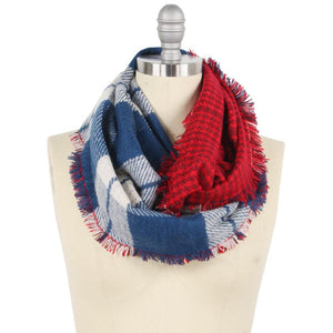 "Double Down" Reversible Infinity Fashion Scarf--Blue