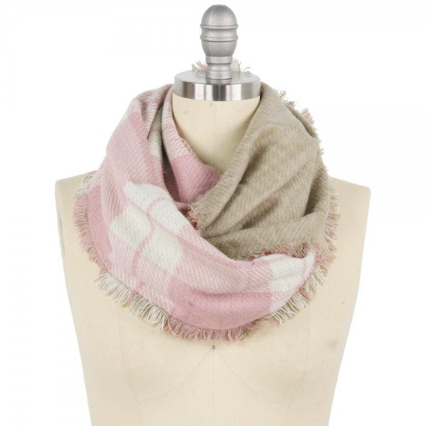 "Double Down" Reversible Infinity Fashion Scarf--Pink