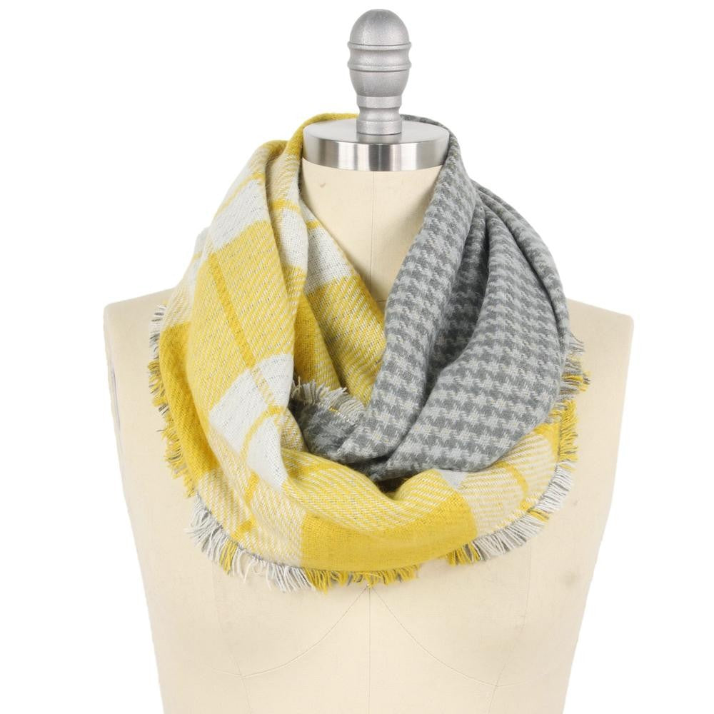 "Double Down" Reversible Infinity Fashion Scarf--Yellow