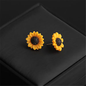 "Sunny" Sunflower Dainty Post Statement Earrings