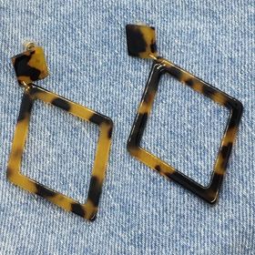 "Rhianna" Tortoiseshell Open Rhombus/Diamond Statement Earrings