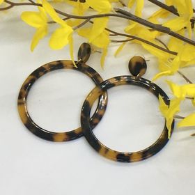 "Hannah" Tortoiseshell Circle Hoop Statement Earrings